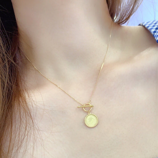 Gold Retro Round Brand Pure Jewelry Necklace Curren