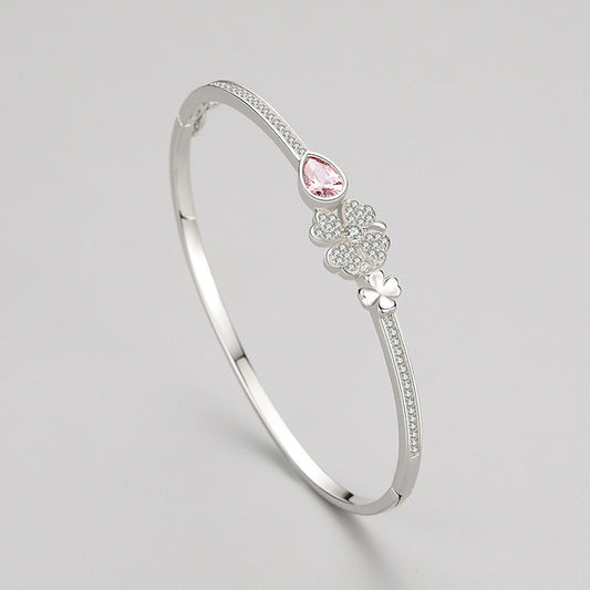 S925 Sterling Silver Clover Bracelet Female Korean Style Curren