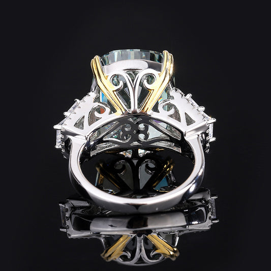 Silver High Carbon Diamond Ice Crushing Cut Fat Ring Curren