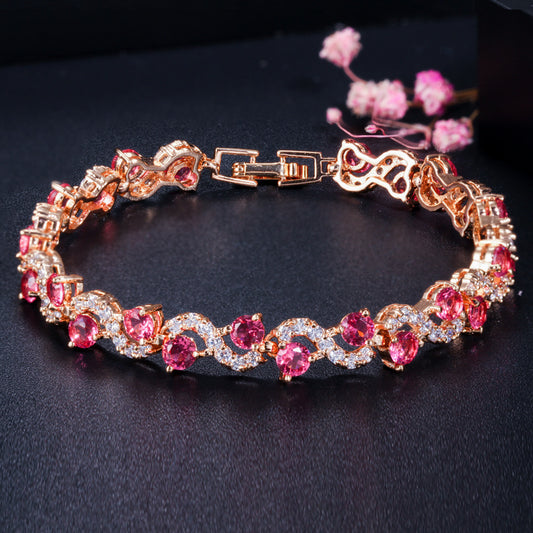 Eco-friendly Copper Plating Gold Zircon Exquisite Bracelet Curren