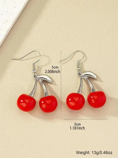 1 Pair Cherry Design Drop Earrings,  Daily Use