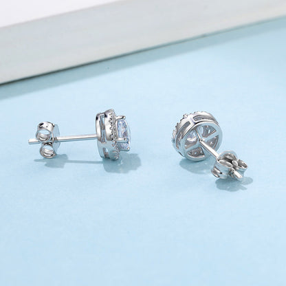 Round Bag Ear Studs Four-claw Moissanite Stud Earrings Curren