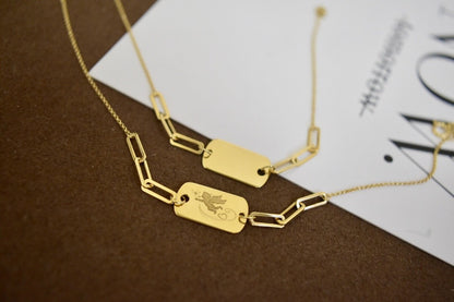 18k gold angel clavicle chain Curren