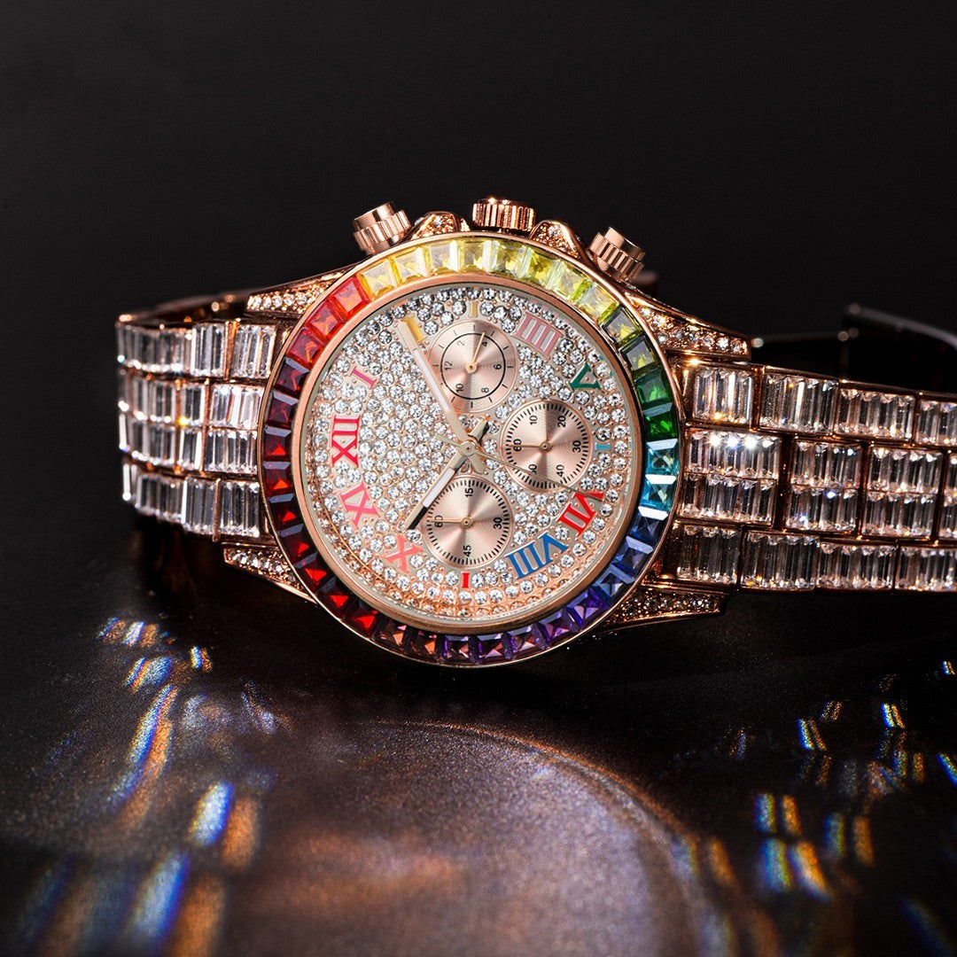 Three Eyes Rainbow Diamond Quartz Watch Curren
