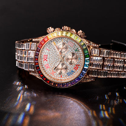 Three Eyes Rainbow Diamond Quartz Watch Curren