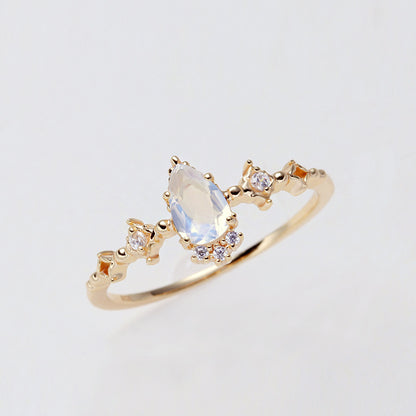 S925 Gold Plated Moonstone Thin Ring Women's Ring Curren