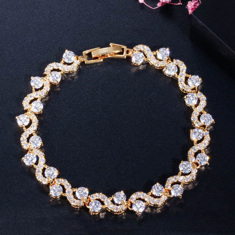 Eco-friendly Copper Plating Gold Zircon Exquisite Bracelet Curren