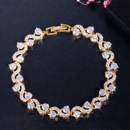 Eco-friendly Copper Plating Gold Zircon Exquisite Bracelet Curren