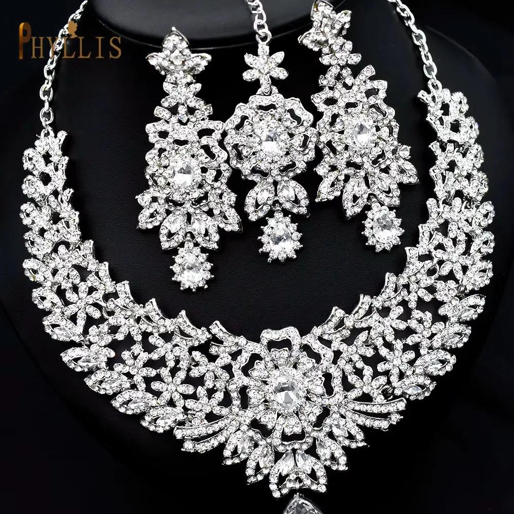 C30 Wedding Forehead Chain Necklace Earrings Set Dubai Jewelery 