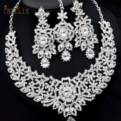 C30 Wedding Forehead Chain Necklace Earrings Set Dubai Jewelery 