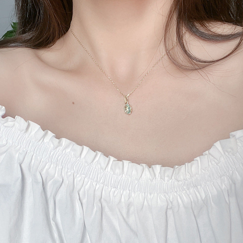 Light Luxury S925 Silver Single Zircon Gem Necklace Extremely Simple Pendant Retro Senior Sense Clavicle Chain Curren