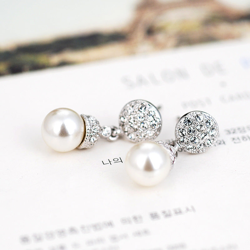 Crystal Pearl Drop Earrings null