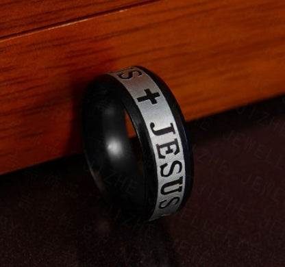 Jesus Cross Stainless Steel Ring Curren
