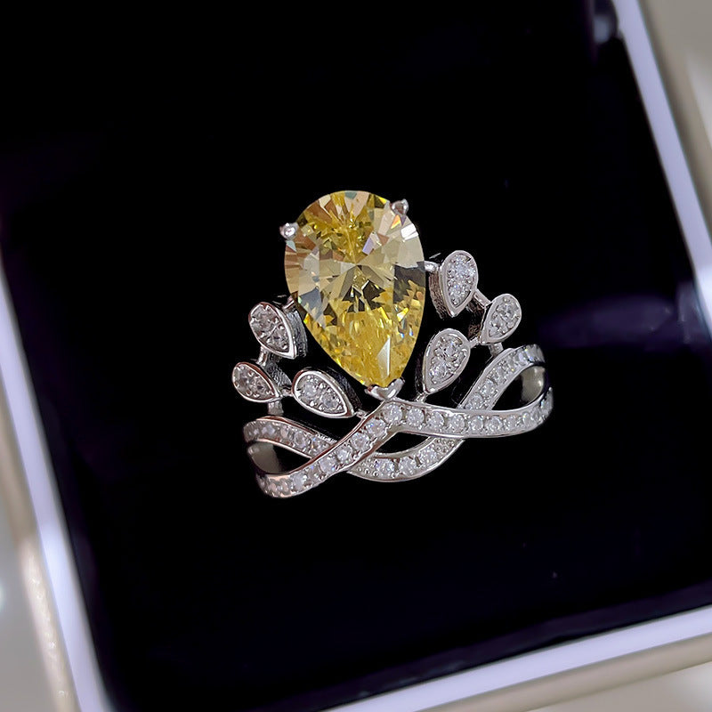 Women's Crown 925 Sterling Silver 5 Karat High Carbon Rhinestone Ring Curren