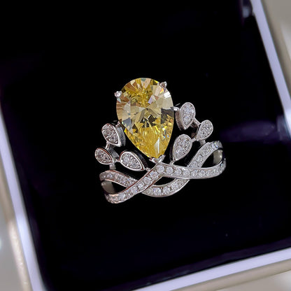 Women's Crown 925 Sterling Silver 5 Karat High Carbon Rhinestone Ring Curren