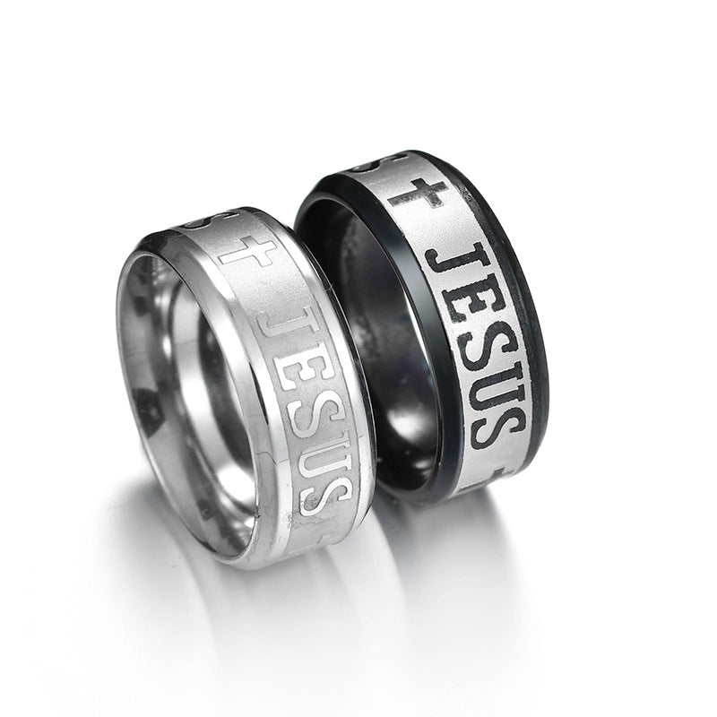 Jesus Cross Stainless Steel Ring Curren