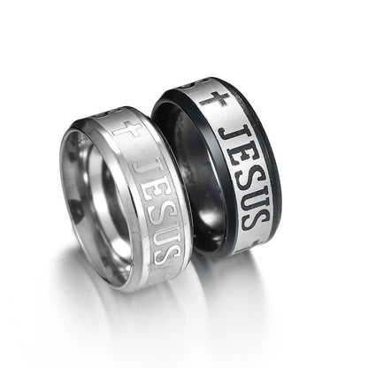 Jesus Cross Stainless Steel Ring Curren