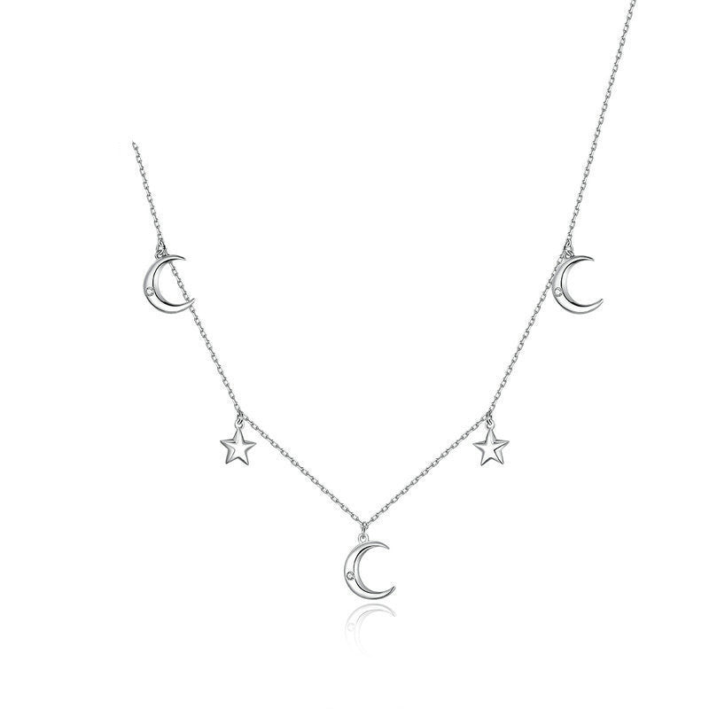 Star and Moon Zircon Necklace null