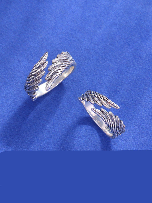 Angel Wings 999 Pure Silver Ring Sterling Silver Couple Ring Curren