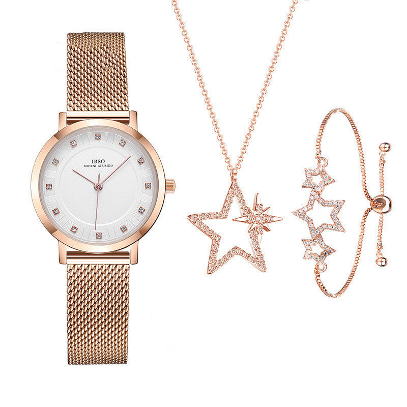 Temperament Wild Five-pointed Star Necklace Bracelet Ladies Digital Watch Curren