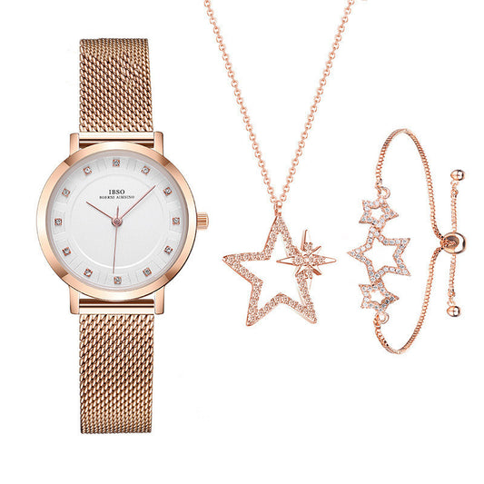 Temperament Wild Five-pointed Star Necklace Bracelet Ladies Digital Watch Curren