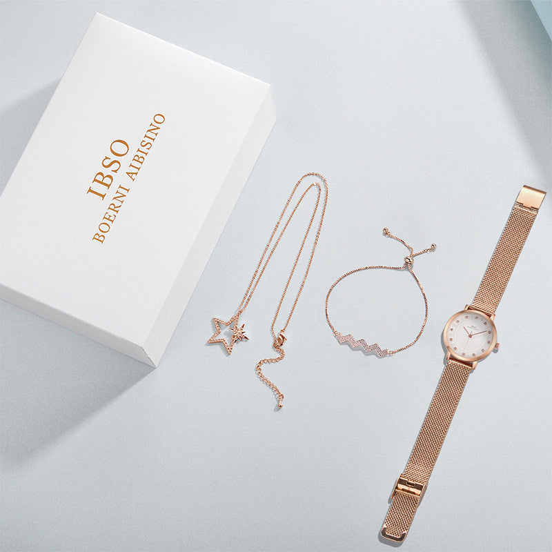 Temperament Wild Five-pointed Star Necklace Bracelet Ladies Digital Watch Curren