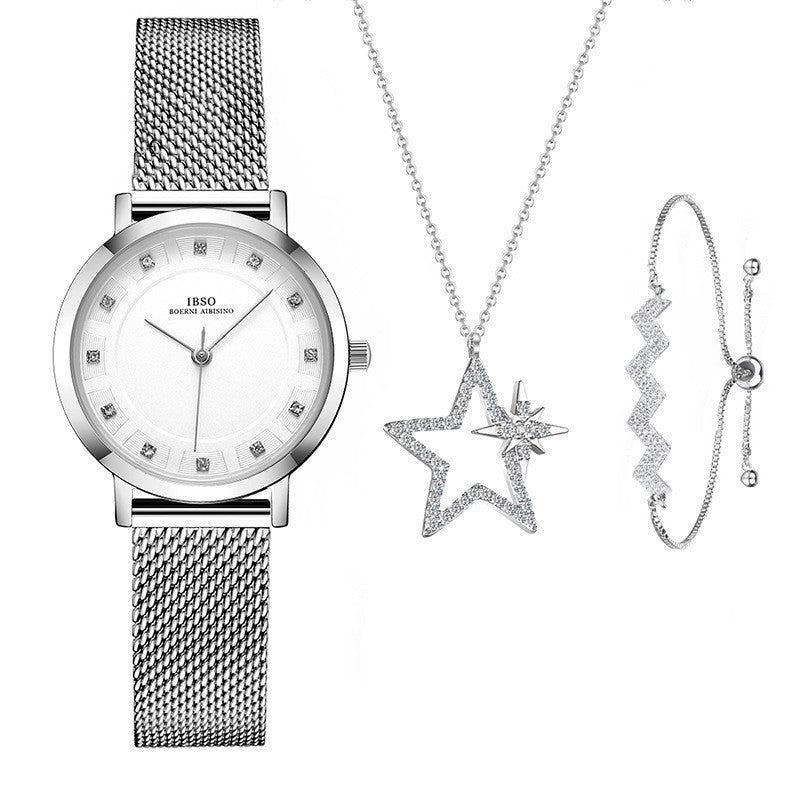Temperament Wild Five-pointed Star Necklace Bracelet Ladies Digital Watch Curren