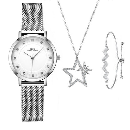 Temperament Wild Five-pointed Star Necklace Bracelet Ladies Digital Watch Curren