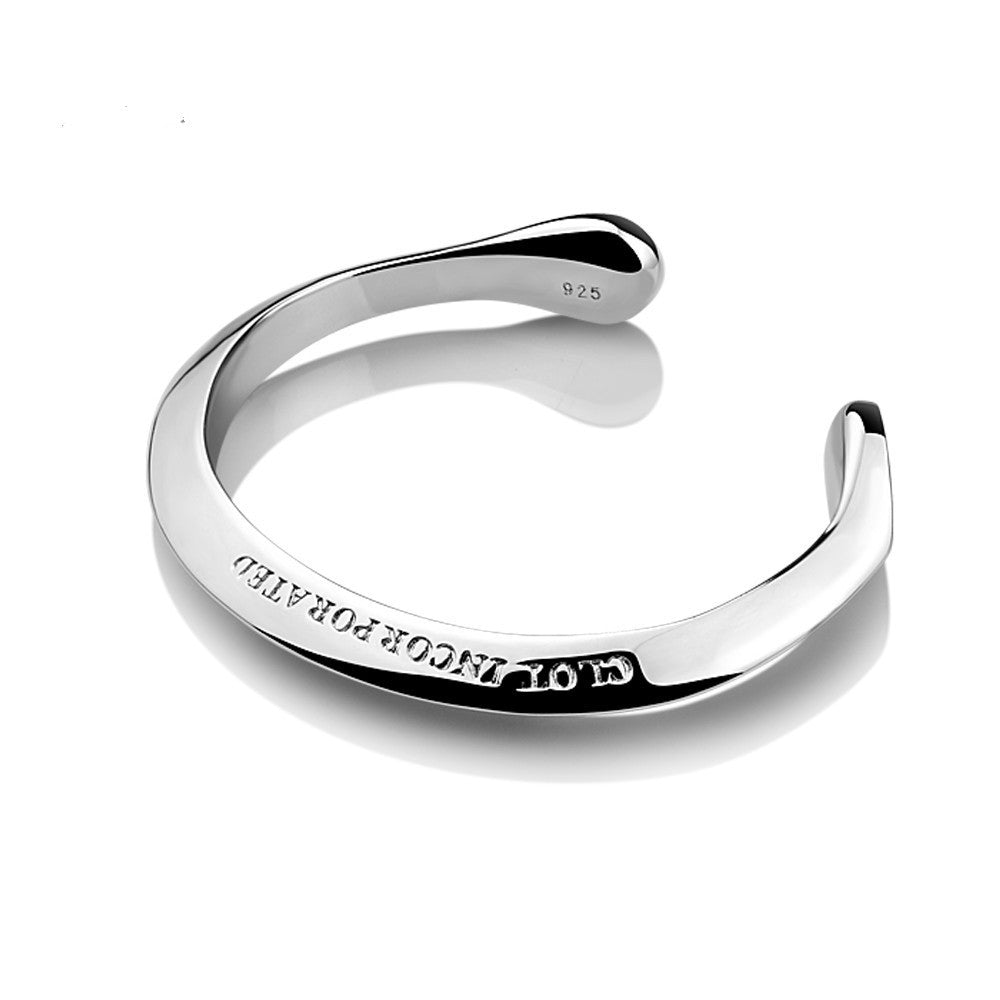 925 Sterling Silver Bracelet Male And Female Students Japanese And Korean Version Of Card SeriesBracelet Simple Edge Silver Bracelet Gift Curren