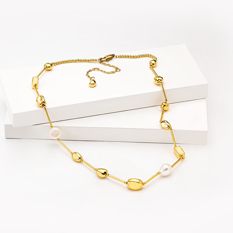 Personality Retro Brass Gold-plated Collarbone Necklace Curren