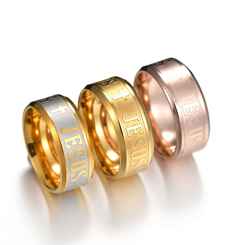 Jesus Cross Stainless Steel Ring Curren