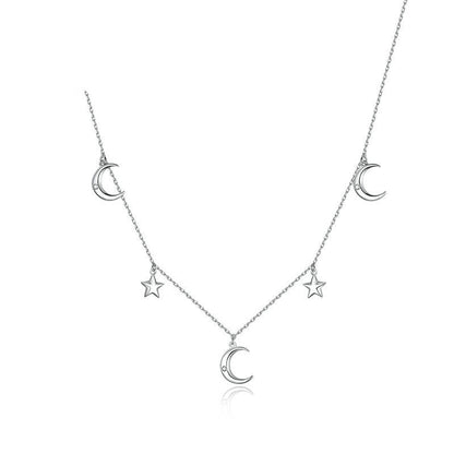 Star and Moon Zircon Necklace null