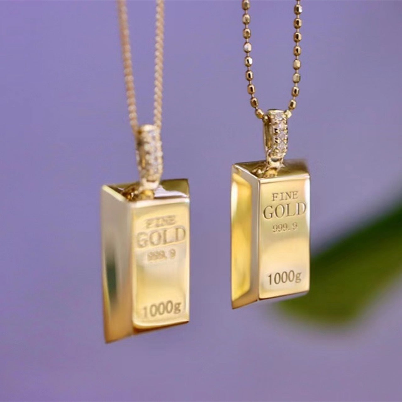 Au750 Gold Gold Bar Natural Diamond Pendant Necklace Curren