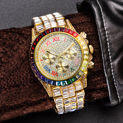 Three Eyes Rainbow Diamond Quartz Watch Curren