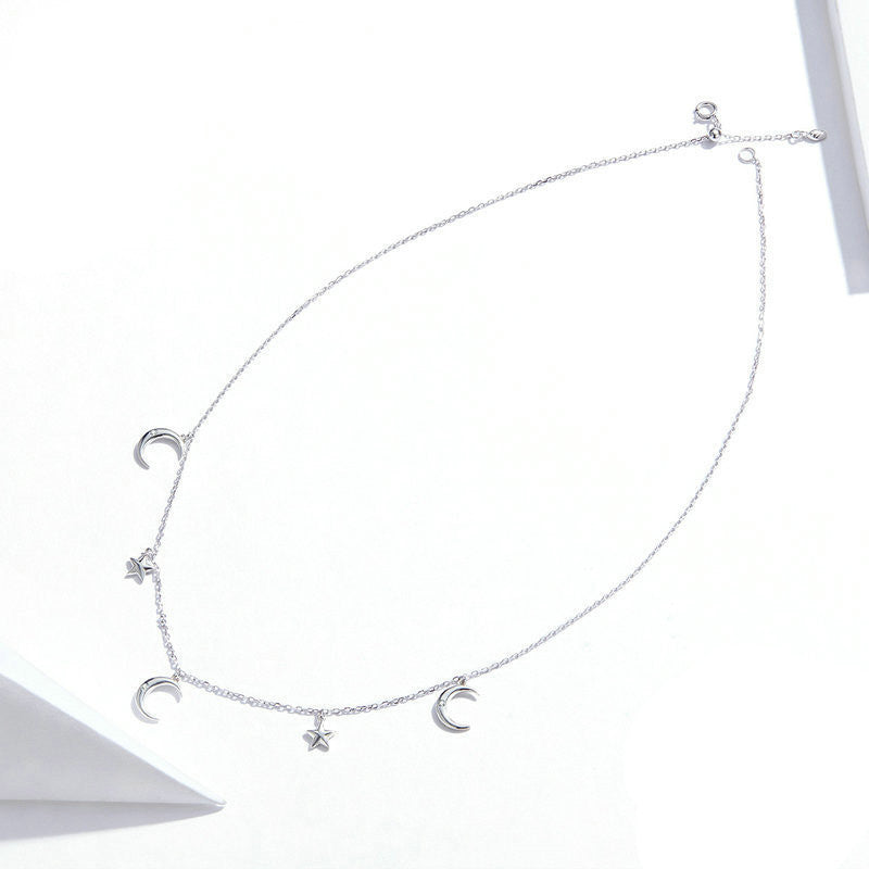 Star and Moon Zircon Necklace null