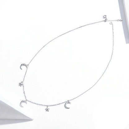 Star and Moon Zircon Necklace null