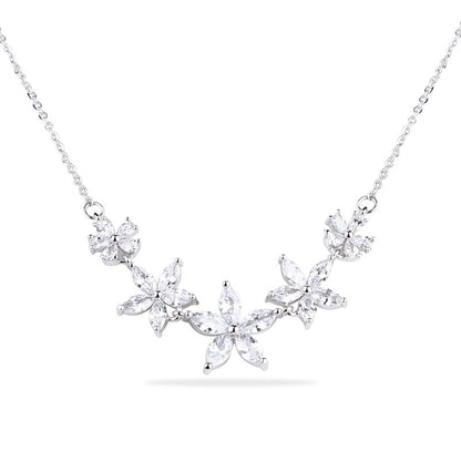 Simple High-end Temperament Petty Cash Earrings Necklace Zirconium Set Curren