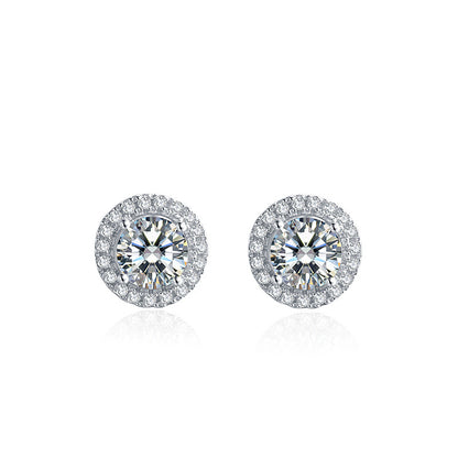 Round Bag Ear Studs Four-claw Moissanite Stud Earrings Curren