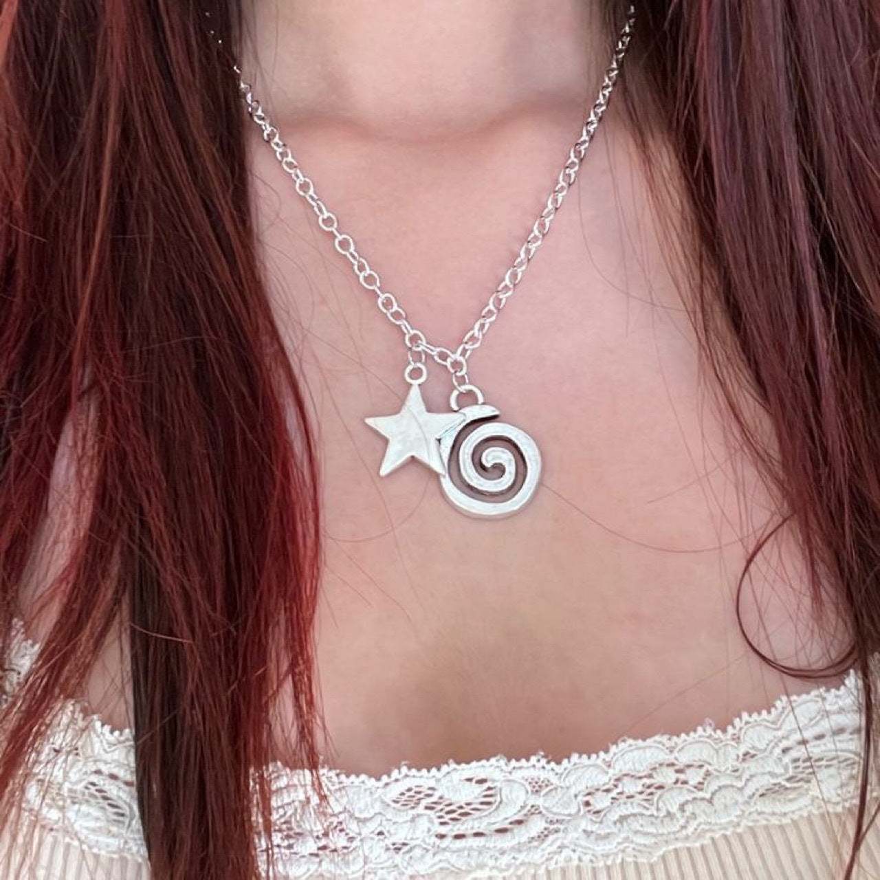 Spiral Symbol Pendant Necklace Vintage Lady Curren