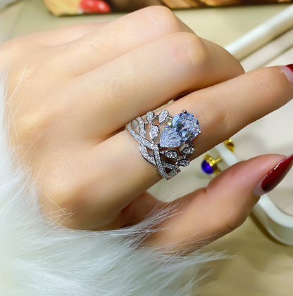 Women's Crown 925 Sterling Silver 5 Karat High Carbon Rhinestone Ring Curren