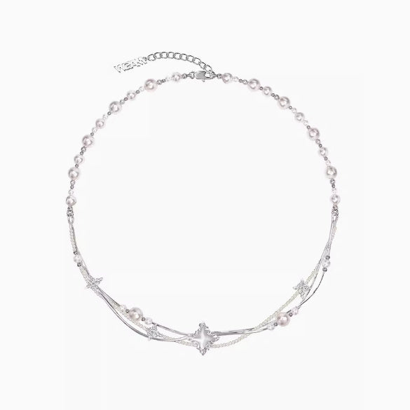 XINGX Series Light Luxury Woven Asterism Necklace High Sense Short Pearl Necklace Curren