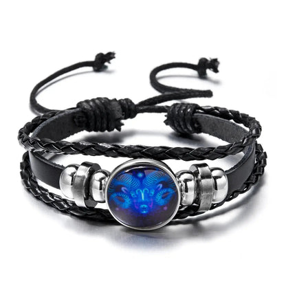 12 Constellation Zodiac Sign Charm Luminous Bracelets Men Women 