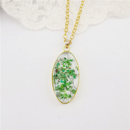 Women's New Eco-friendly Resin Real Dried Flower Necklace Curren