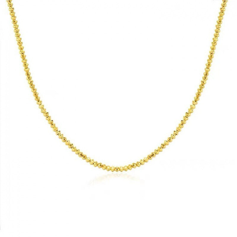 18K Gold Necklace Bungee Laser Bead Wave Bead Chain Curren