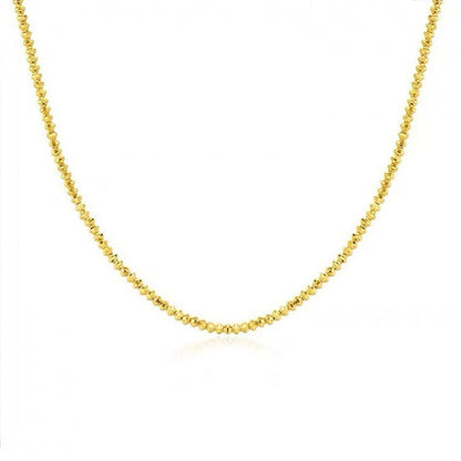 18K Gold Necklace Bungee Laser Bead Wave Bead Chain Curren