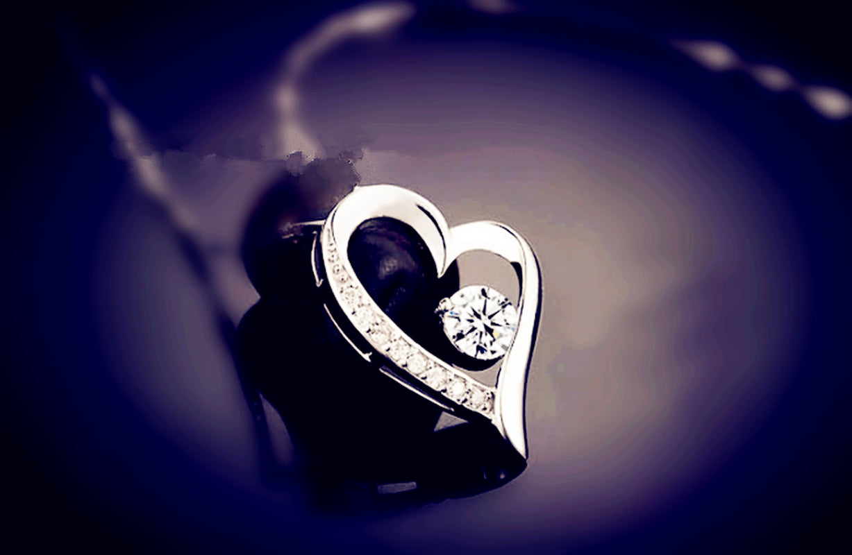 Crystal Heart Pendant 925 Sterling Silver Necklace