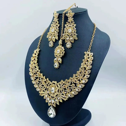 C30 Wedding Forehead Chain Necklace Earrings Set Dubai Jewelery 