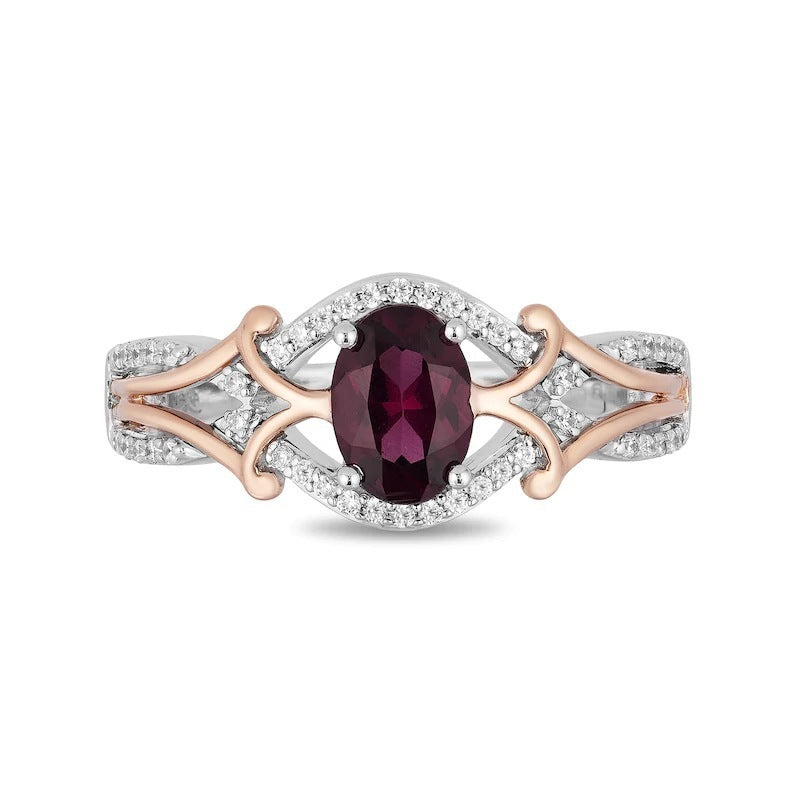 Micro Inlaid Zircon Egg-shaped Amethyst Two-tone Ring Curren