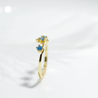 Light Luxury Moon Half Serenade Aquamarine S925 Silver Ring Female Retro  Hand Accessories Curren