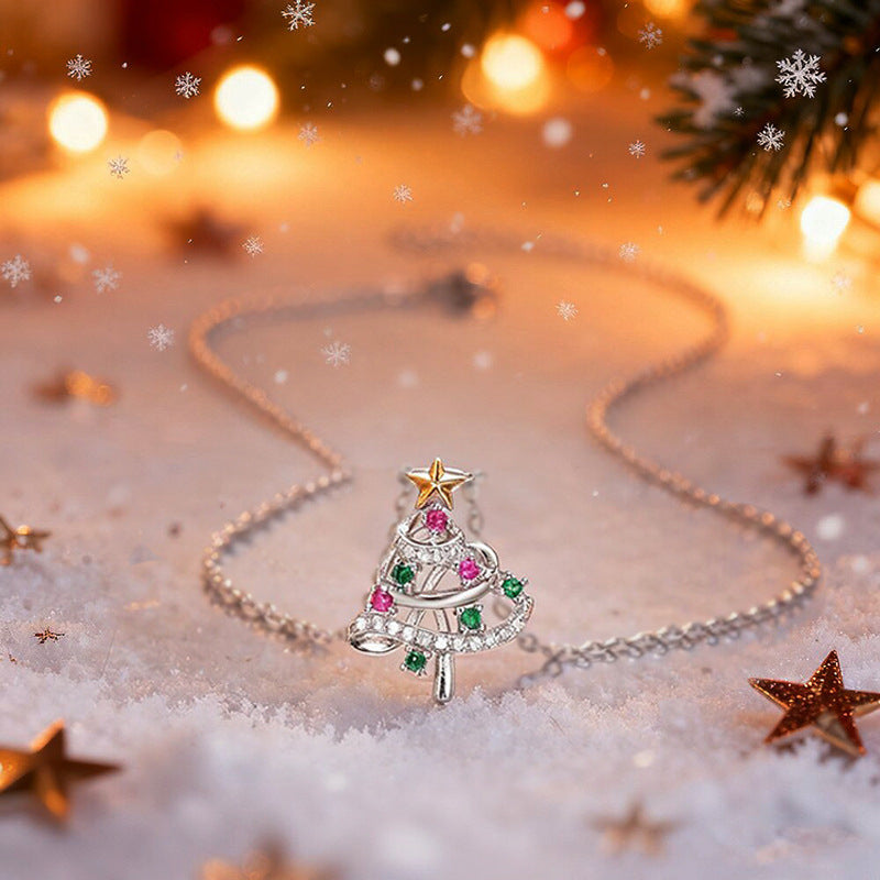 Two-tone Skirt Line Christmas Tree Necklace Curren